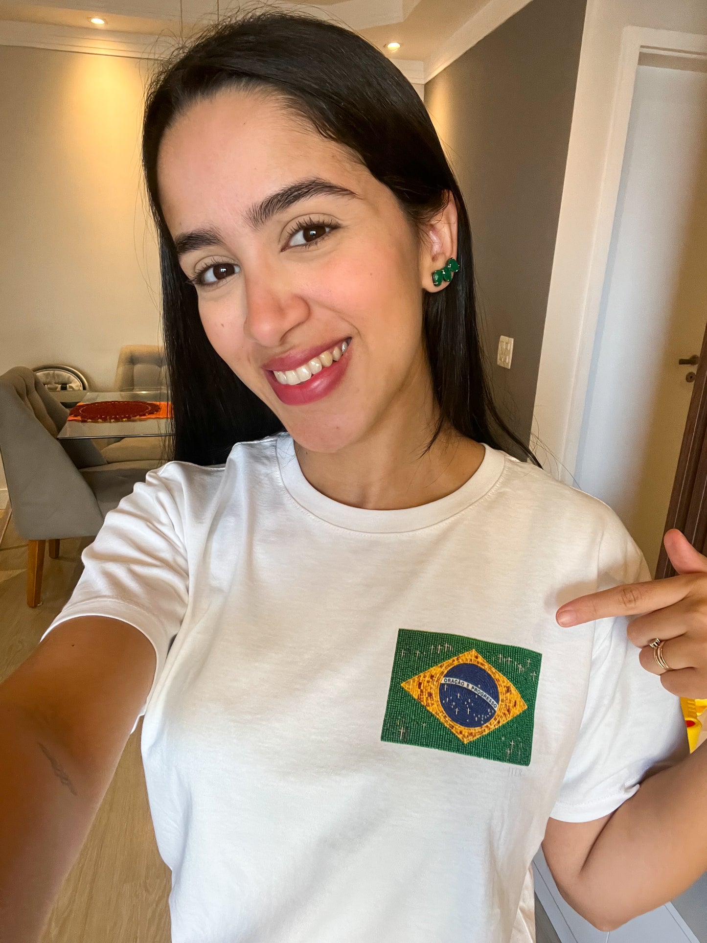 Oração e progresso - Bandeira de terço, bolso