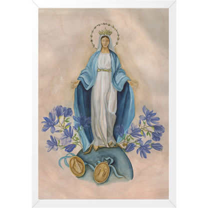 Quadro Caixa - N. Senhora das Graças - Aquarela (azul)