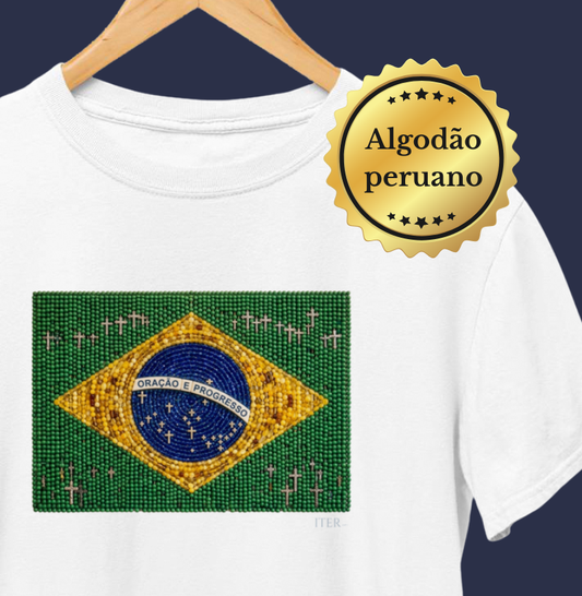 Oração e progresso - Bandeira de terço - Premium