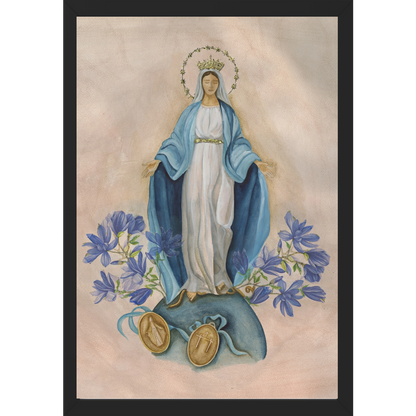 Quadro Caixa - N. Senhora das Graças - Aquarela (azul)