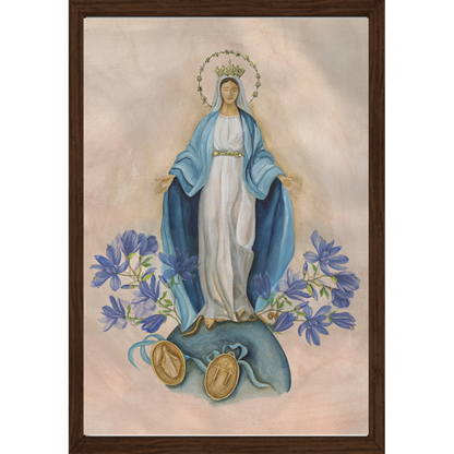 Quadro Caixa - N. Senhora das Graças - Aquarela (azul)