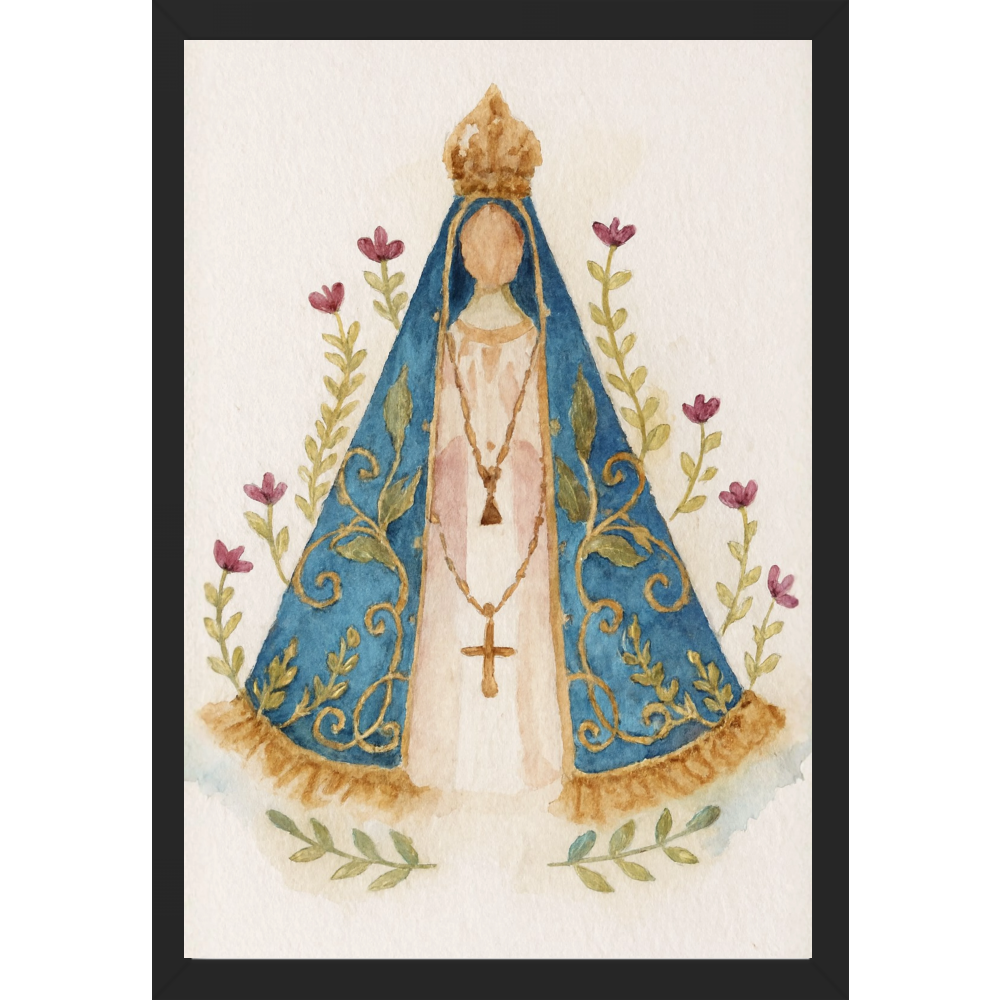 Quadro Caixa - Aquarela, N. Senhora Aparecida