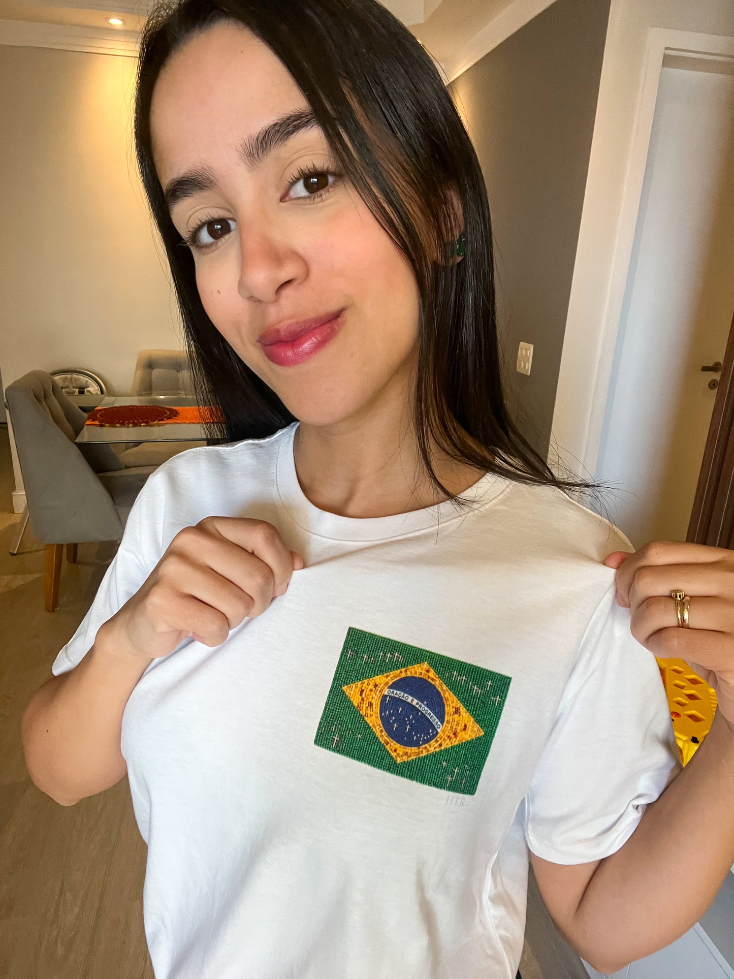 Oração e progresso - Bandeira de terço, bolso