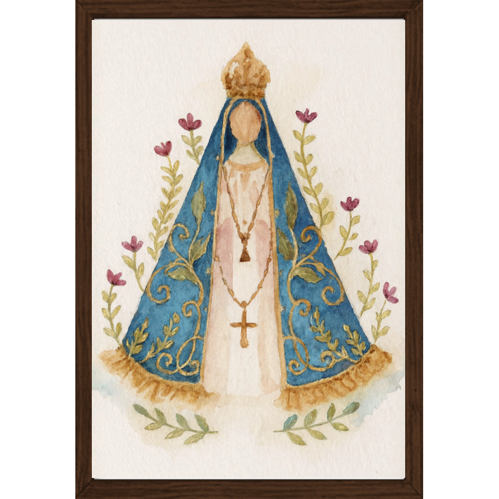 Quadro Caixa - Aquarela, N. Senhora Aparecida