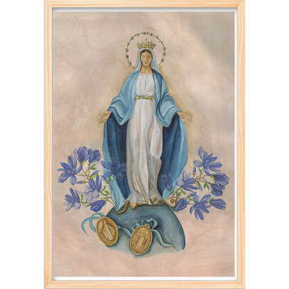 Quadro Caixa - N. Senhora das Graças - Aquarela (azul)