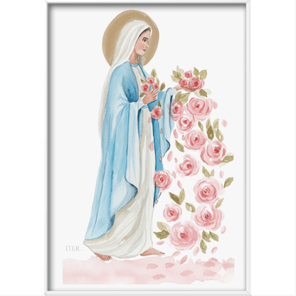 Nossa Senhora das Graças, rosa - Quadro filete com vidro acrílico
