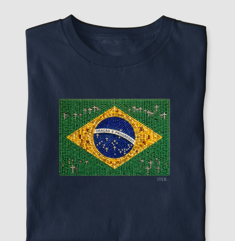 Oração e progresso - Bandeira de terço - Premium