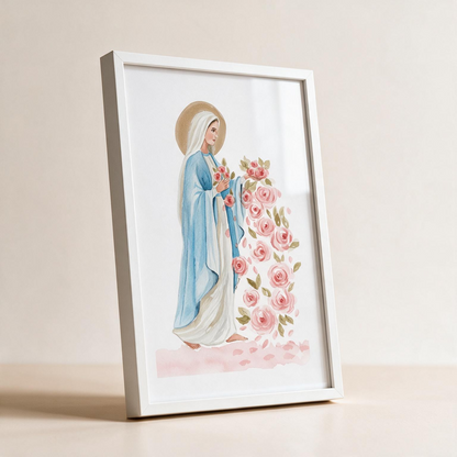 Nossa Senhora das Graças, rosa - Quadro filete com vidro acrílico