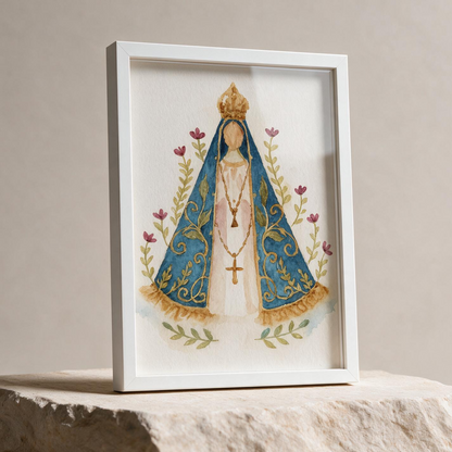 Aquarela N. Senhora Aparecida - Quadro caixa com vidro acrílico